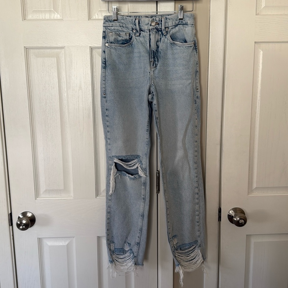 Good American Women's Light Blue Distressed Jeans